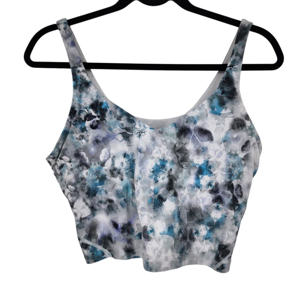 Lululemon Gray Kaleidofloral Multi Print V-Neck Align Crop Yoga Tank Size 12